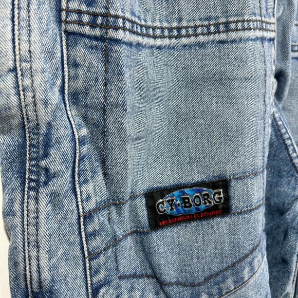 Vintage 90s Irisdescent Cyborg Skater Rave Wide Leg Jean Denim Pants 36 x 29 - Picture 6 of 8